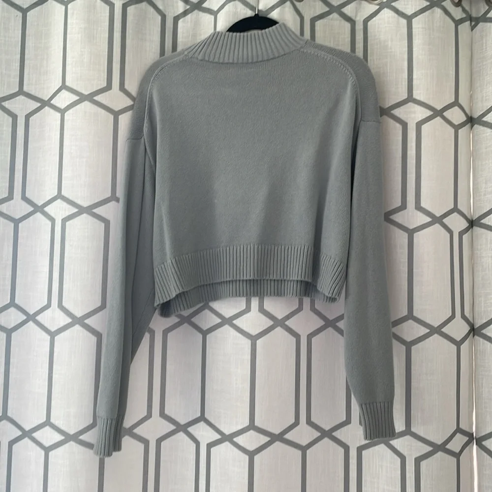 Sunday Best Mock Neck Cropped Sweater Blue - Picture 6 of 7